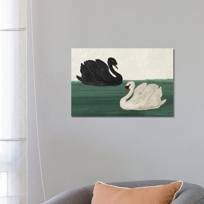 Cygne noir cygne blanc, Sans cadre, toile, H 18 po x l 26 po