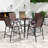 4PCS Outdoor Bar Stools 29'' Fabric Bar Height Stools w/ Armrests & Footrest Brown-2086314977
