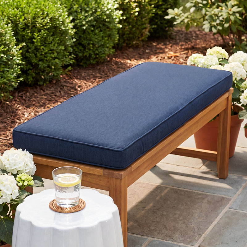 Charton Outdoor Sunbrella Bench Cushion, Spectrum Indigo Sunbrella, 2" H x 55" W x 19" D
