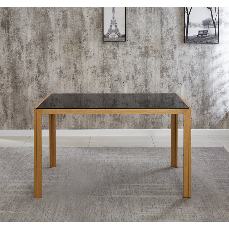 Boulat Glass Top Metal Base Dining Table