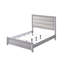 King Panel Bed Of Contemporary Style, Featuring Driftwood Finish, Upholstered Channel Headboard In Neutral Grey Hue Design, And Tufting
