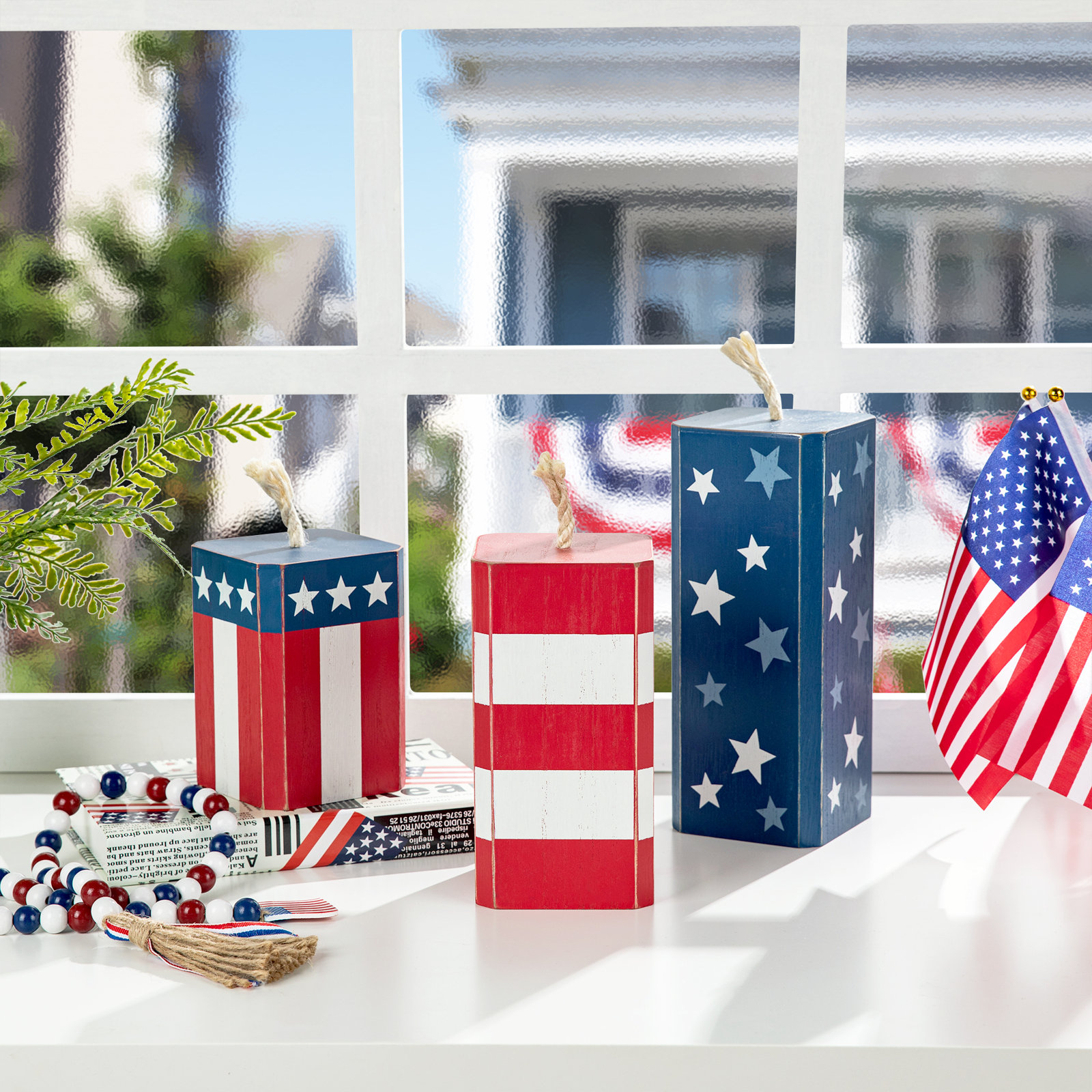 Patriotic Firecracker Holiday Accent