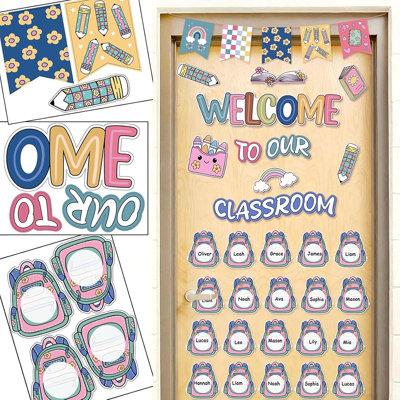 Ensemble de décorations de porte de classe bohémienne - Décoration de babillard Welcome Back To School pour murs et portes, convient aux salles de classe élémentaires, intermédiaires, secondaires et préscolaires