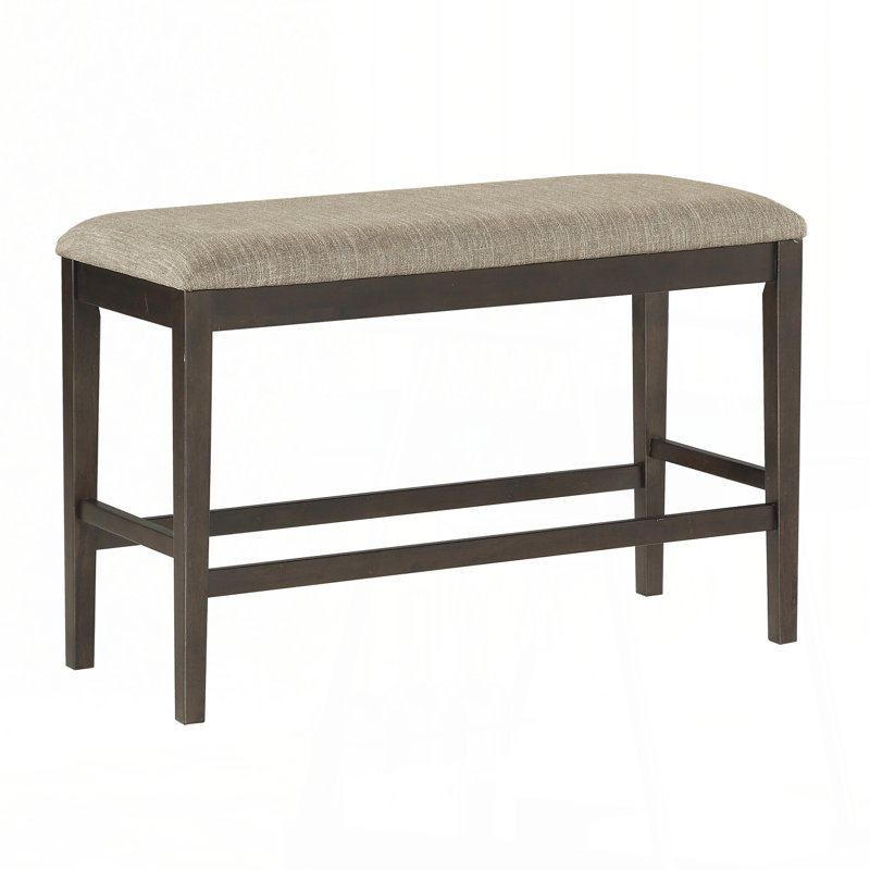 Dark Brown Finish Counter Height Bench 1pc Fabric Upholstered Casual Style Dining Room Furniture