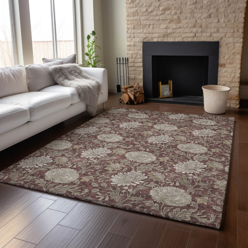 Premium Machine Washable Prisco Merlot Rug, Rectangle 2'6" x 3'10"