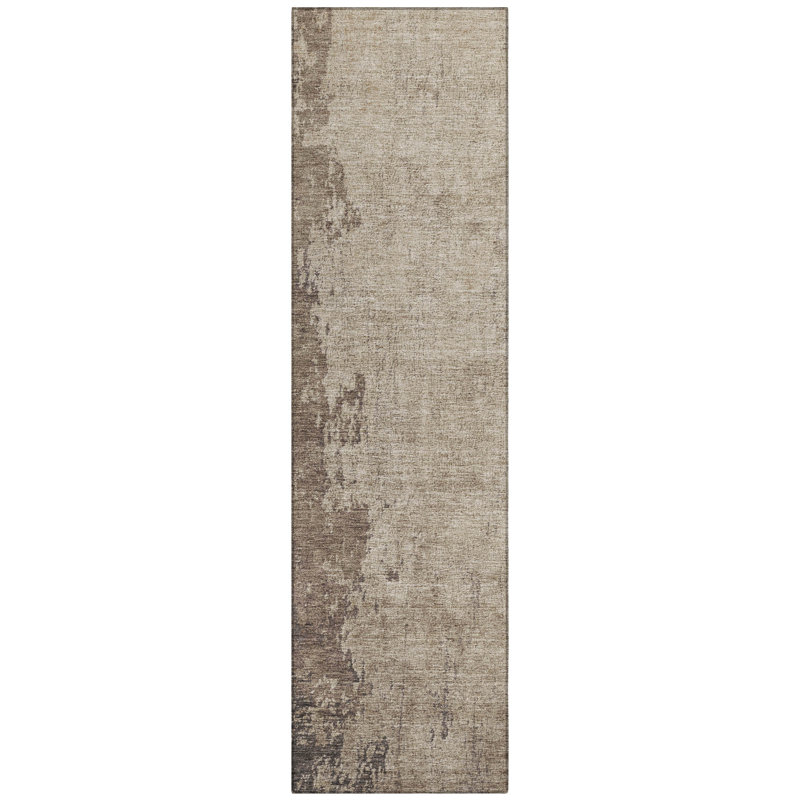 Machine Washable Indoor/Outdoor Xhevrie Taupe Rug, Runner 2'3" x 7'6"