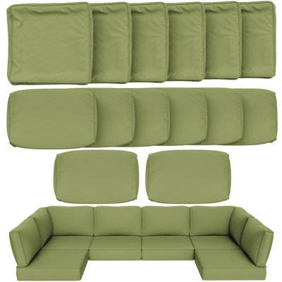 Cartert 14 Pcs Outdoor Cushion Cover Set For 4" Outdoor Cushions Patio Furniture Cushion Covers, Covers Only