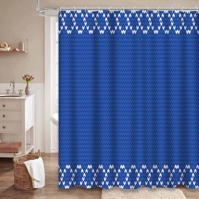 Rideau de douche bleu marine en tricot bleu avec 12 crochets