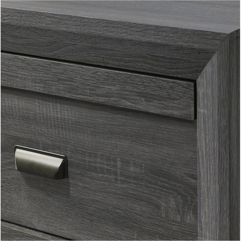 Table de bout de table de chevet contemporaine 1pc avec deux tiroirs de rangement, Gris