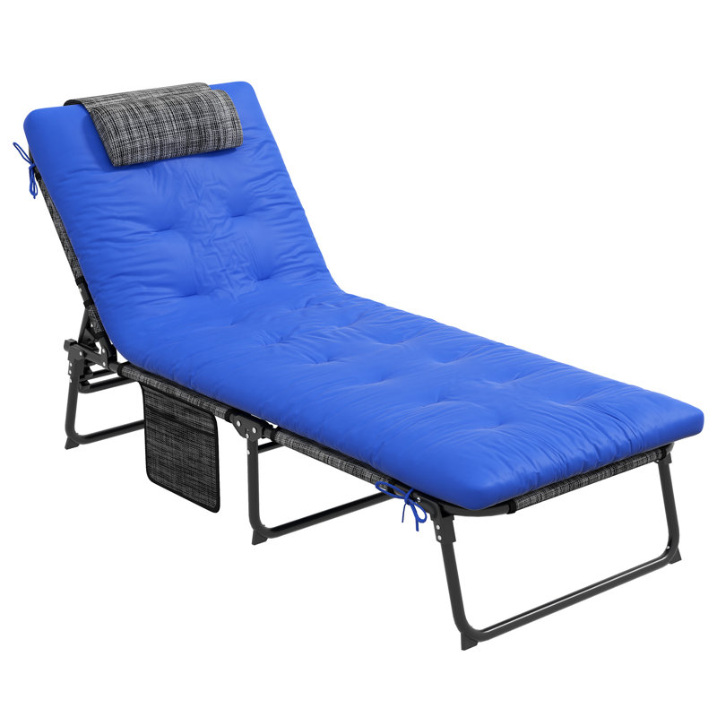 Chaise longue d'extérieur en acier Shumeka, Bleu