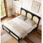 Grand lit plateforme en bois avec tête et pied de lit en rotin-153771640-153771643