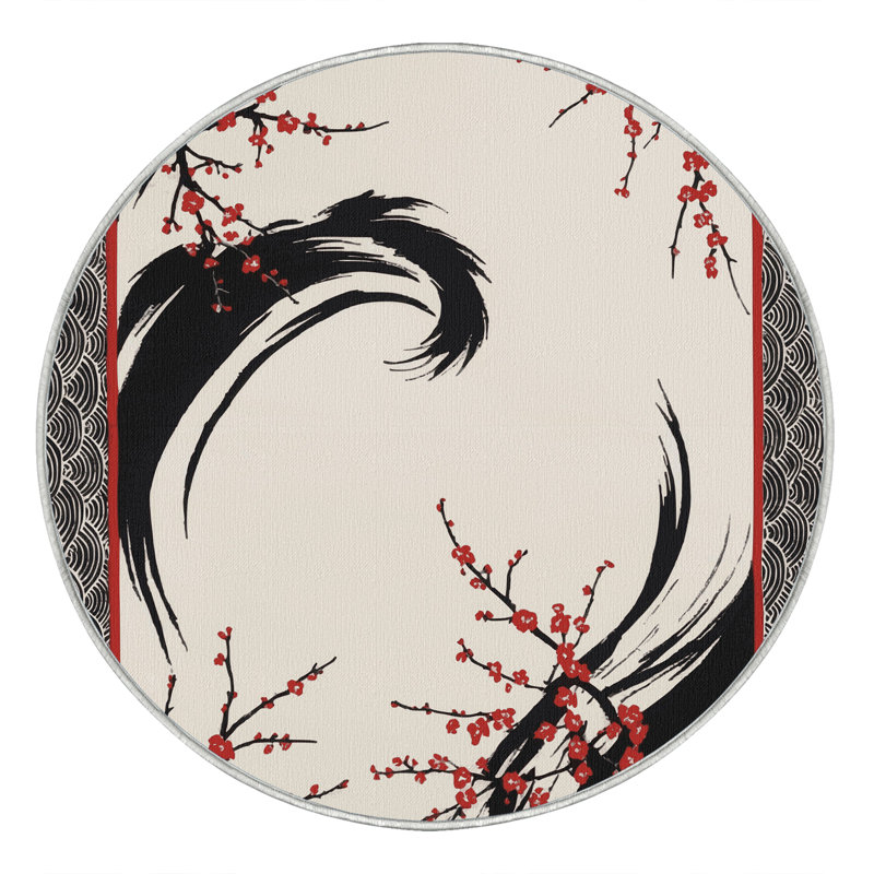 Scarlet Strokes Rug, Round 5'
