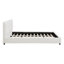 Très grande base de lit très grand, lit plateforme tapissier avec tête de lit capitonnée incurvée, coins carrés doux, beige