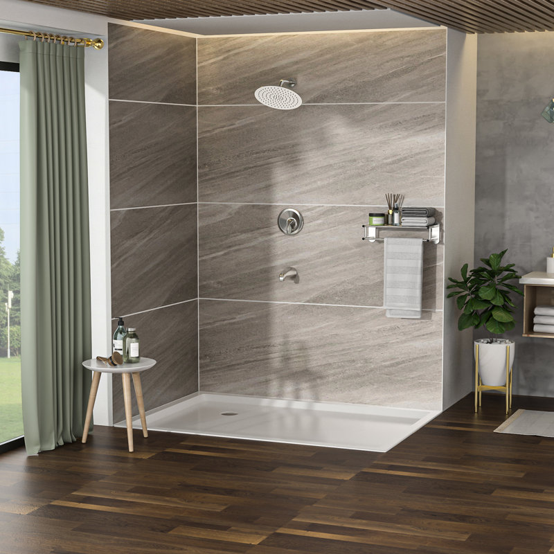 Pomme de douche à pluie ronde murale de 10 po et bec de baignoire en cascade - Valve, installation facile Garantie d'assurance sanitaire montée avec installation et nettoyage équilibrés