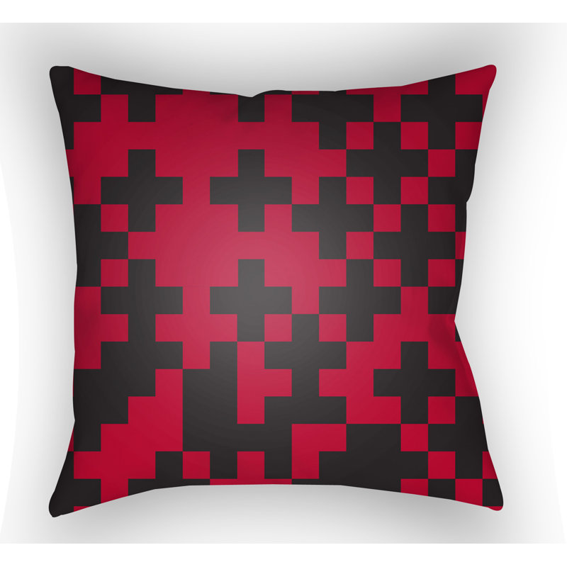 Scandanavian Geometric Outdoor Throw Pillow, 18" H x 18" W x 4" D, White