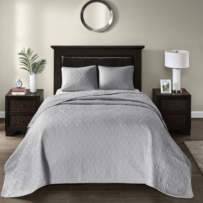 Couvre-lit réversible très grand gris avec bourre en coton stable et durable