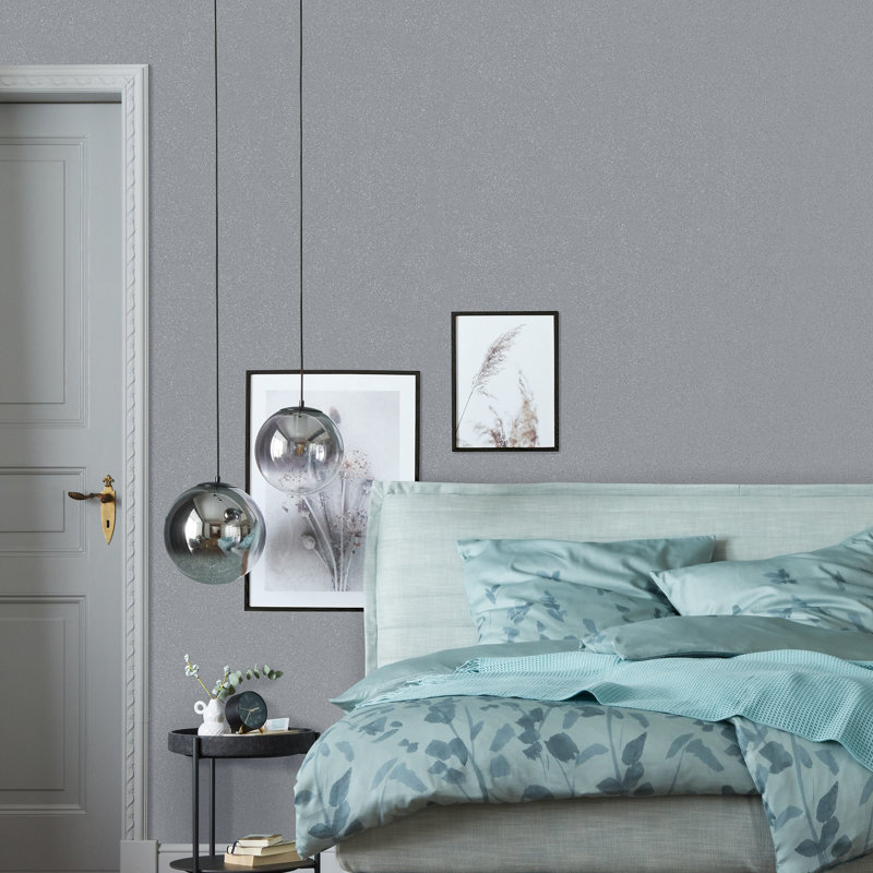 Textures Collection Plain Glitter Finish Wallpaper Roll, White