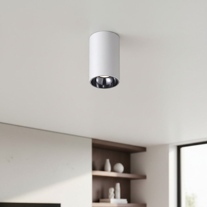 UltraBeam White Round Surface Mounted Ceiling Downlight, 12cm H x 7.3cm W x 12cm D