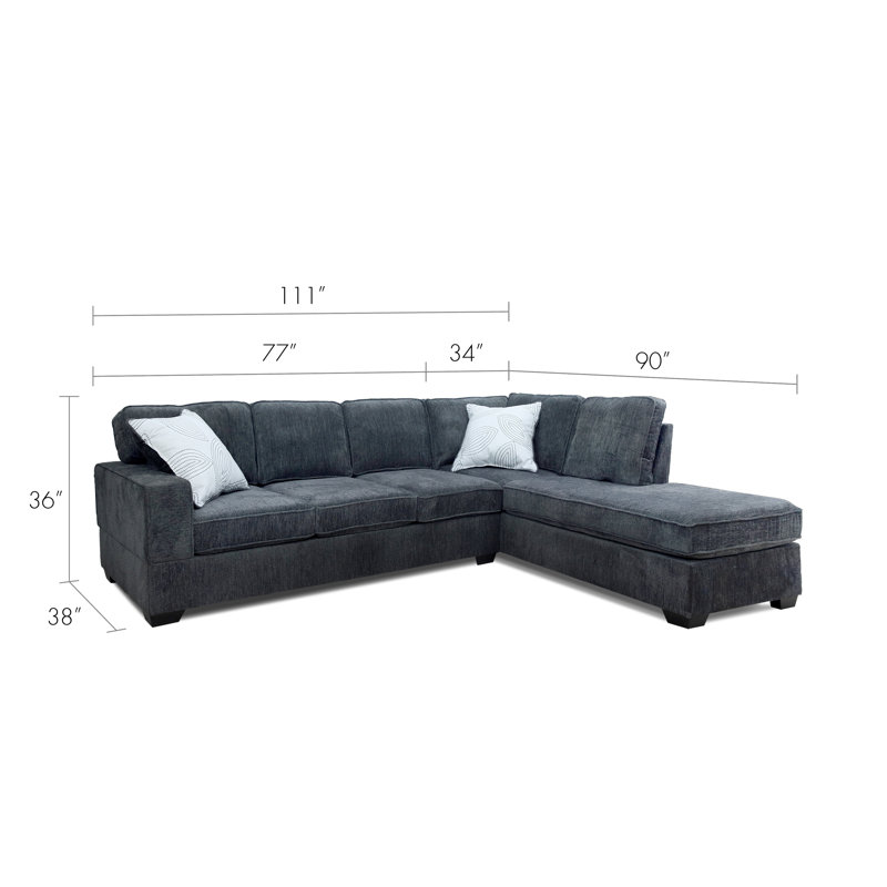 Canapé modulaire réversible en chenille Parkey, Gris chenille