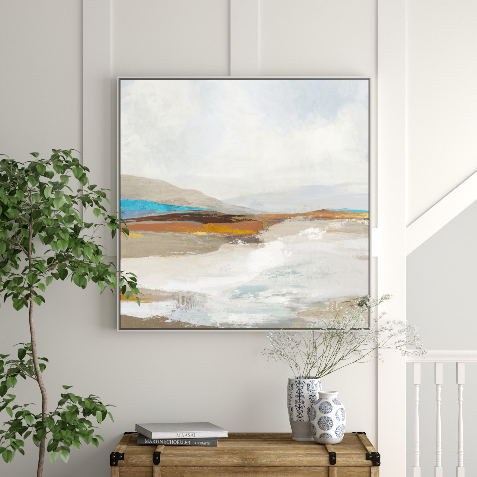 Middlebury "Soft Sea I" Print by Allison Pearce, 46.5" H x 46.5" W, White Framed