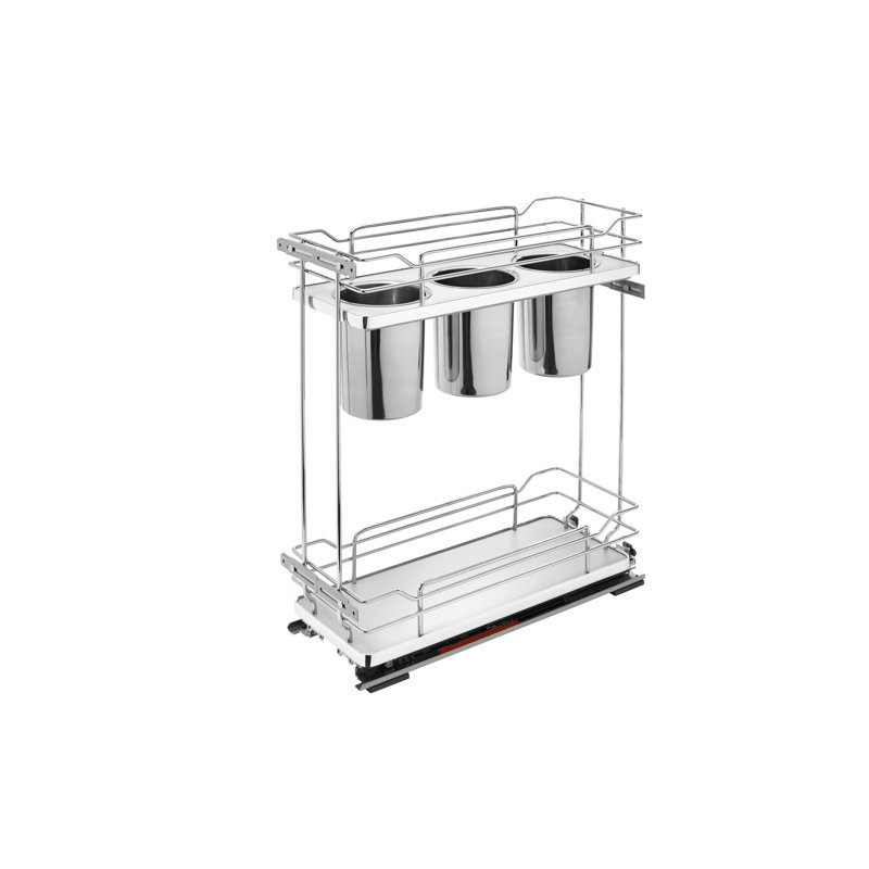 Modern Chrome Two-Tier Utensil Pull Out Organizer