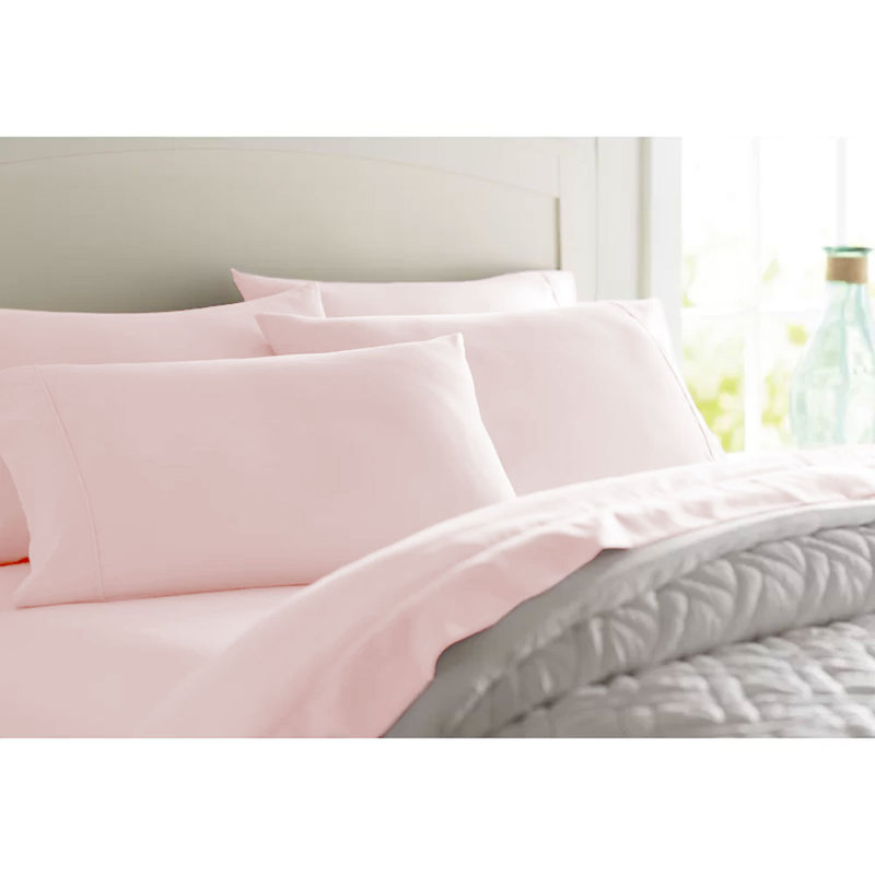Wayfair Basics® 1800 Series Sheet Set, Rose Blush, California King Sheet Set with 4 Pillowcases