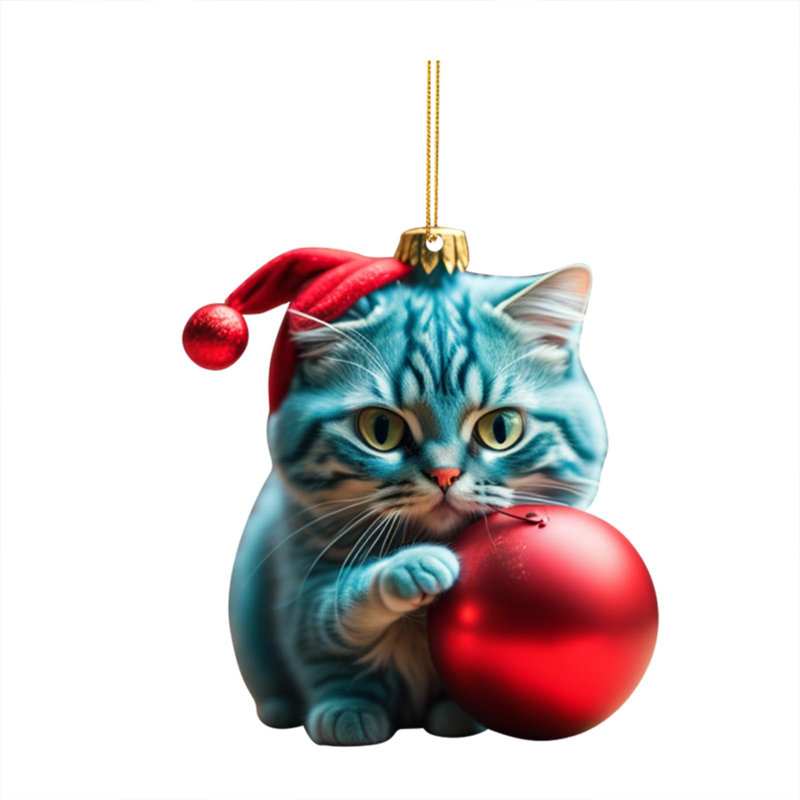 Ornement suspendu en acrylique rouge pour arbre de Noël 9 pièces
