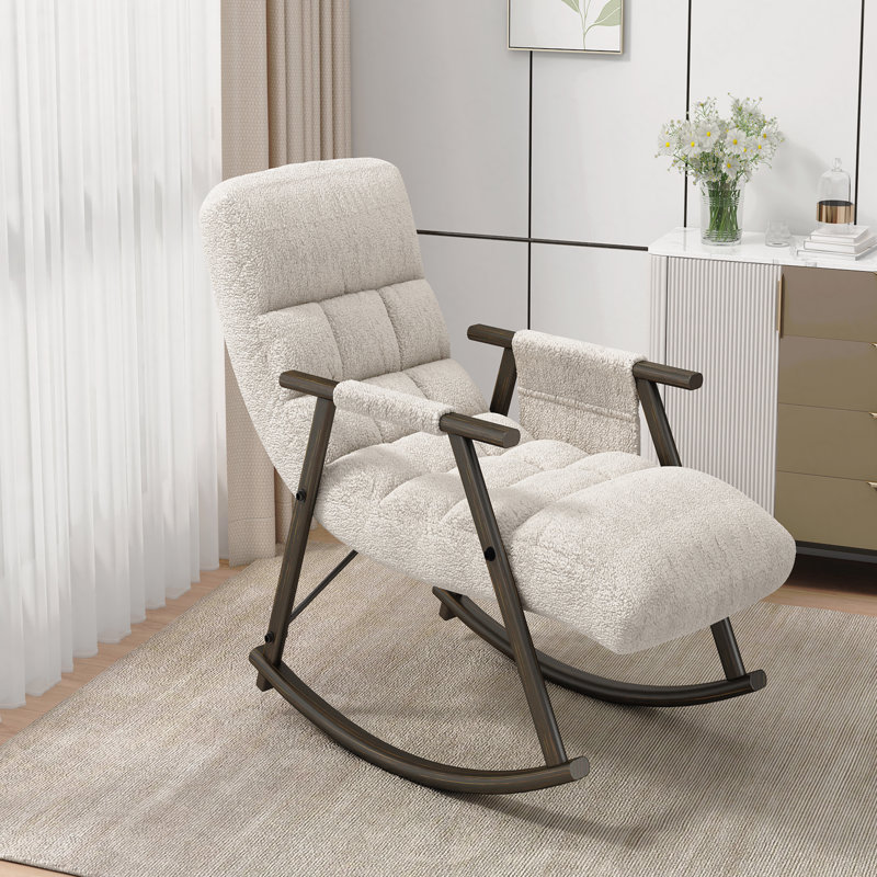 Chaise berçante pliante rembourrée décontractée - dossier / repose-pieds réglable, poches latérales, multi-scène