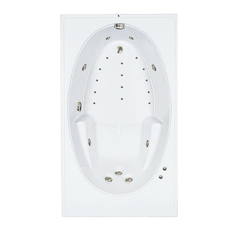 Baignoire encastrée en acrylique 72 "avec drain réversible L 72" x l 42 "en blanc