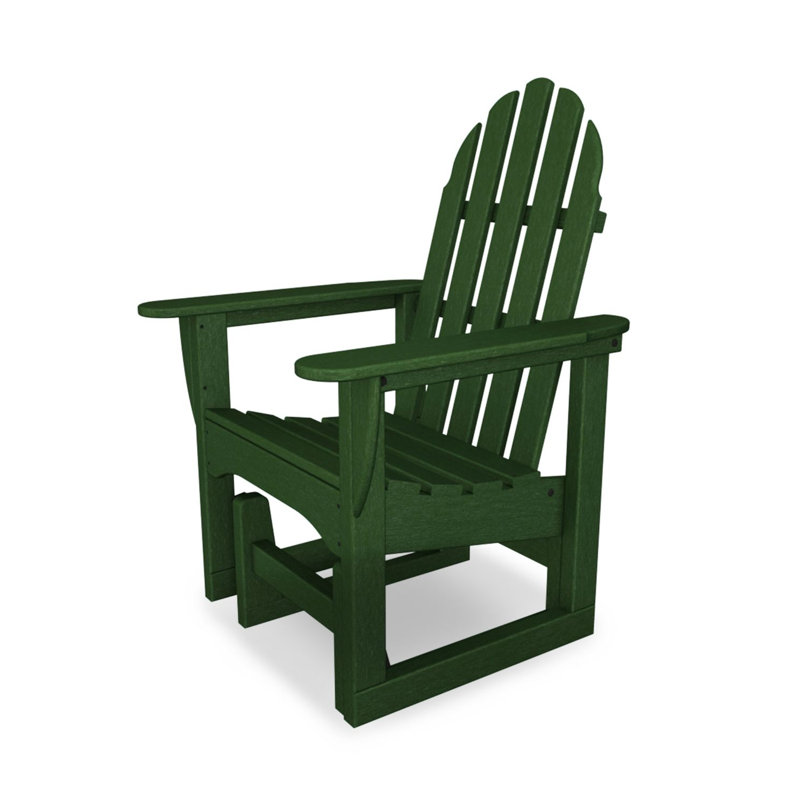 POLYWOOD Plastic/Resin Adirondack Chair and Ottoman, Hunter Green