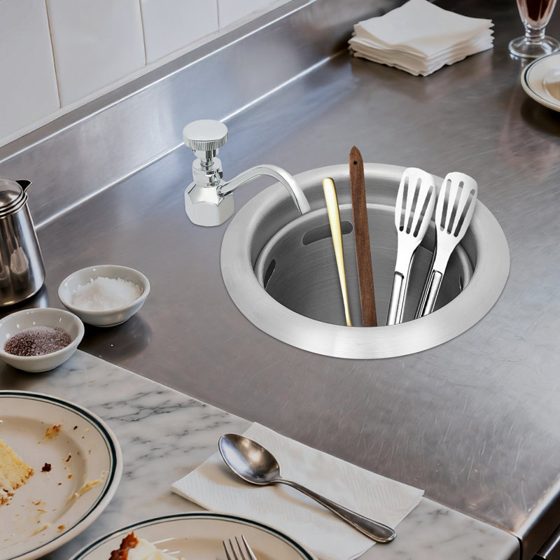 Ensemble de robinet et de cuve en acier inoxydable avec tuyau d'évacuation pour laver la cuillère à crème glacée et autres ustensiles de café