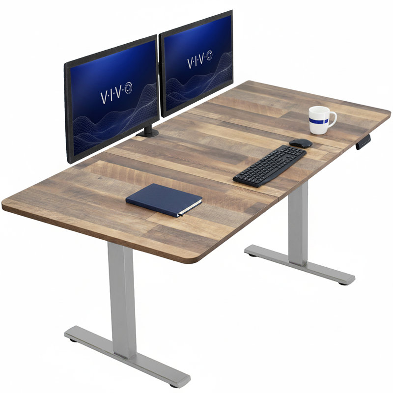 Poste de travail électrique Vivo, L 70,9 po, Gris, Bois recyclé