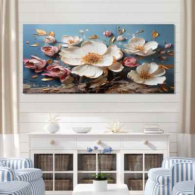 Fleurs de coquelicot blanches et roses - Art floral abstrait