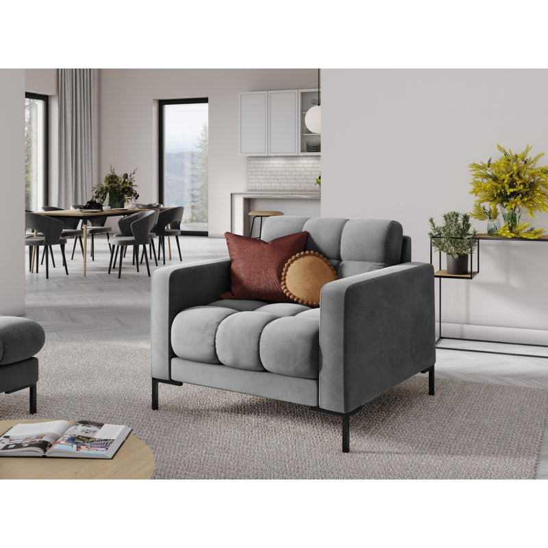 Adoraim Upholstered Armchair, Light Grey, Black