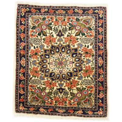 Tapis oriental crème indo-bidar à la main 2 x 3 crème