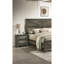 Ensemble de 3 grands lits rustiques gris avec grand lit et 2 tables de chevet au design unique