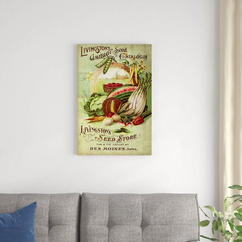 Paquets de graines antiques VII - Publicité sur toile tendue, H 30 po x l 20 po