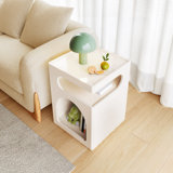  Small Side Table - Modern Nightstand with Storage Shelf, Cream White End Table for Bedroom, Living Room, Entryway | Space-Saving Design, Sturdy & Compact