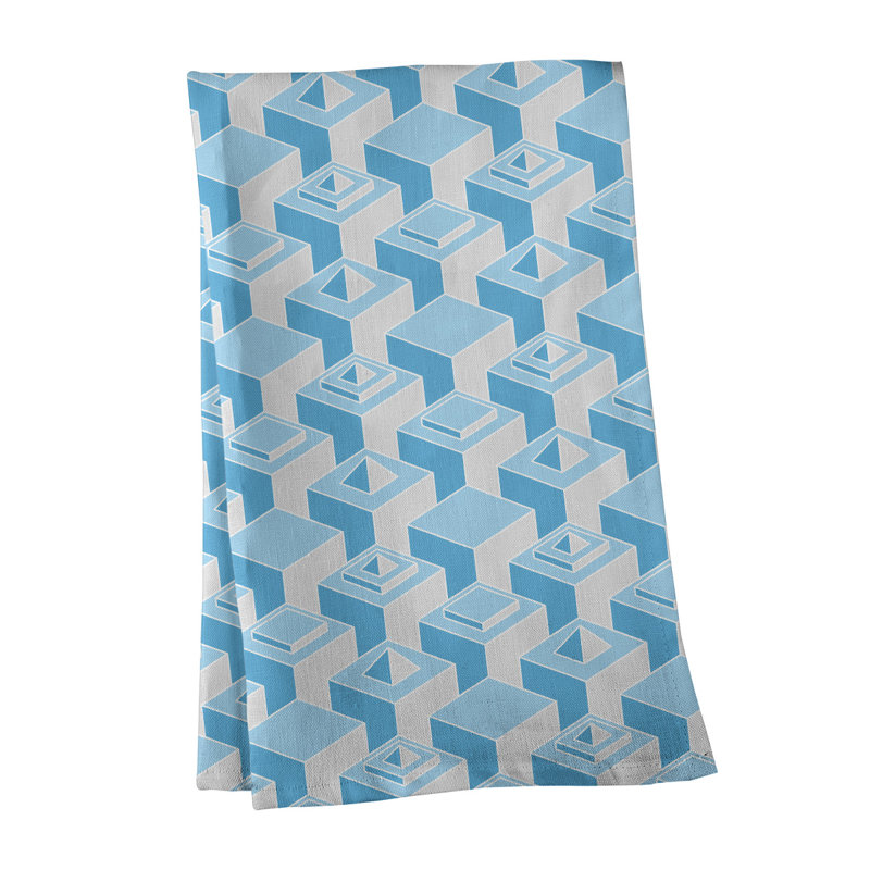 Serviette de thé skyscrapers Patricia Geoffrey, Bleu clair / blanc / gris, Sergé de coton