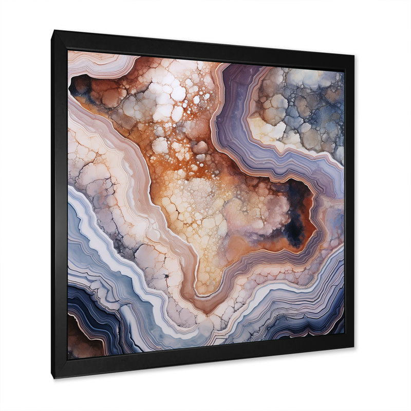 Stone Geode Scenery Minimalisme II, reproduction d'art sur toile, H 36 po x l 36 po x P 1,5 po, Cadre simple noir