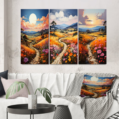 «Farm Summer Fauvist Field», 3 pièces sur toile