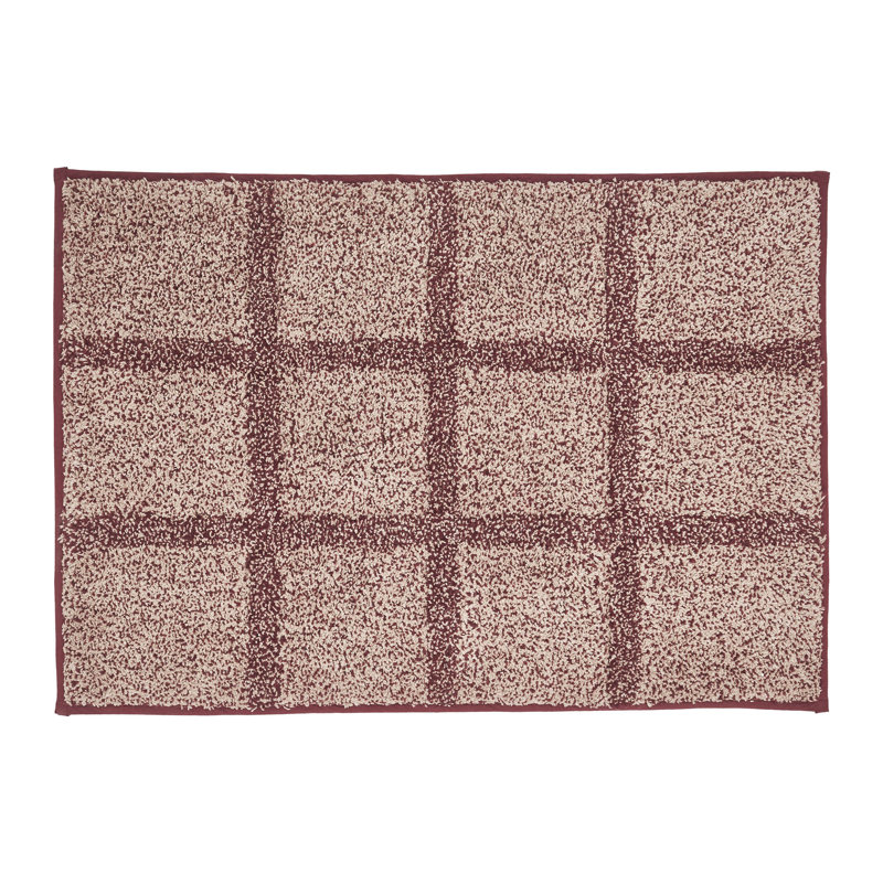 Connell Burgundy and Tan Cotton Bath Mat, 20" x 30"