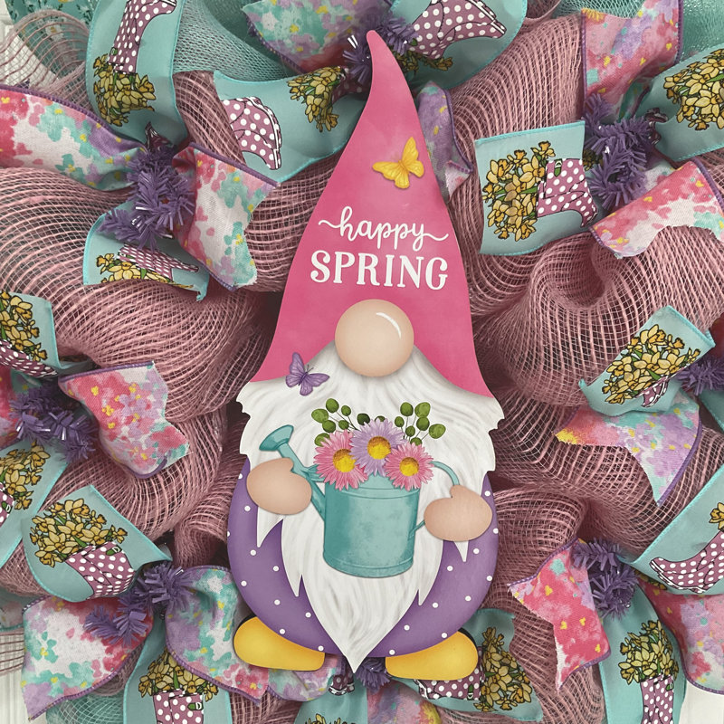 Couronne de gnome «Happy Spring»
