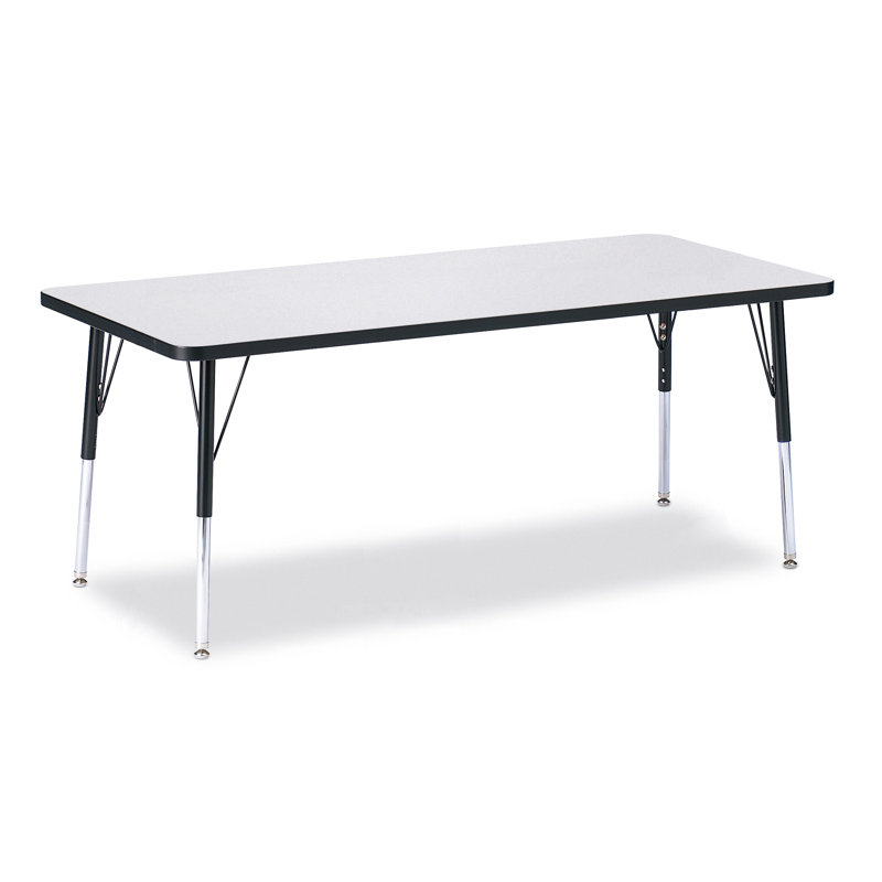 Table rectangulaire Berries, 30" x 72", Gris et noir, Jambe standard élémentaire 15" - 24"