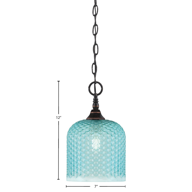 Mini-luminaire suspendu en chaîne avec verre, Cuivre / noir