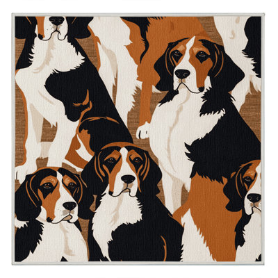 Washable English Foxhound Dogs Area Rug