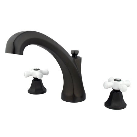 Triple Handle Deck Mounted Roman Tub Faucet with Handshower