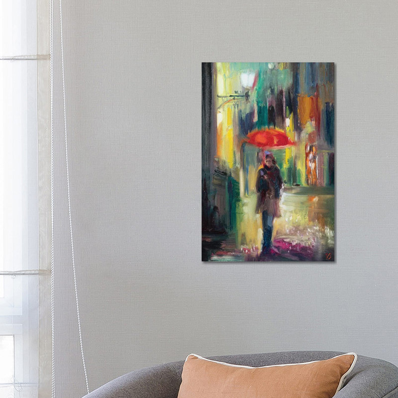 Red Umbrella 1 Piece Wrapped Canvas Painting, 66.04 cm H x 45.72 cm W x 1.91 cm D