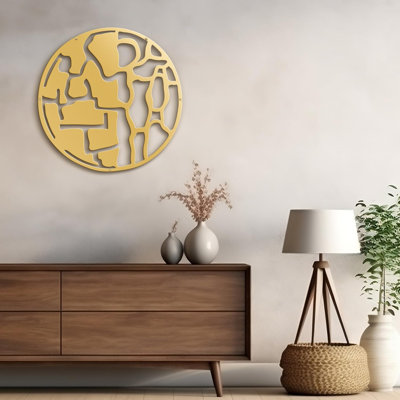 Abstract Cutout Circle Modern Abstract Wall Accent Sculpture Hanging Decoration Metal Wall Decor