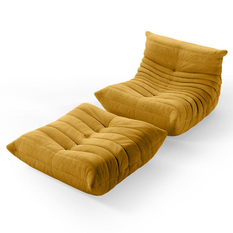 Fauteuil à billes rembourré Eito, Jaune